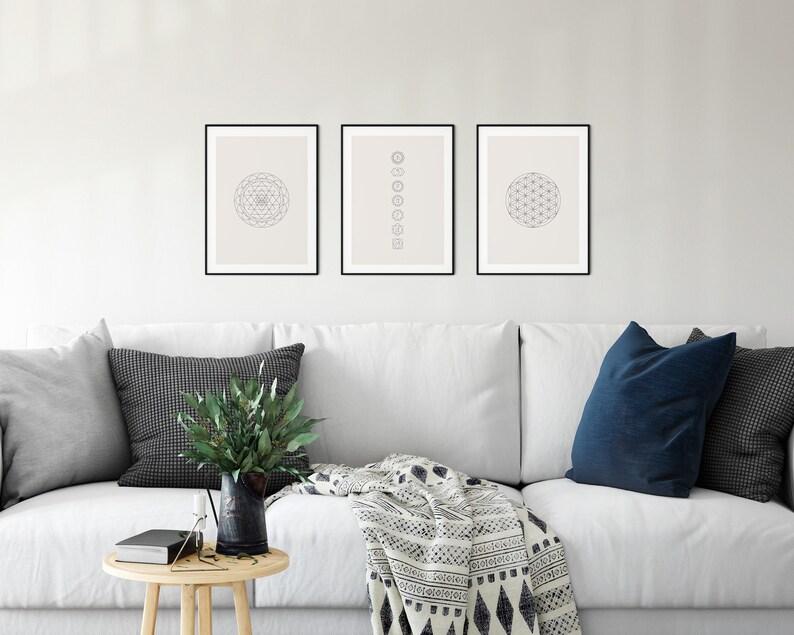 Printable Yoga Poster Set, Yoga Wall Art, Seven Chakras Poster, Flower ...