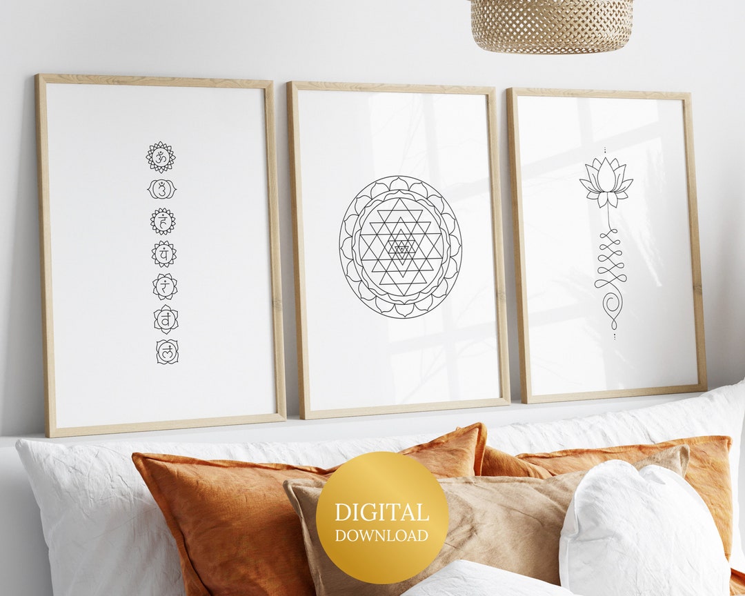 Printable Yoga Poster Set, Yoga Wall Art, Yoga Poster, Chakra Poster ...