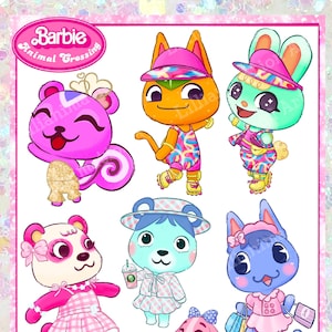 Animal Crossing Barbee Fashion - Folha de adesivos