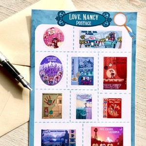 Nancy Drew- Stamp Stickers- Retro Game Inspired