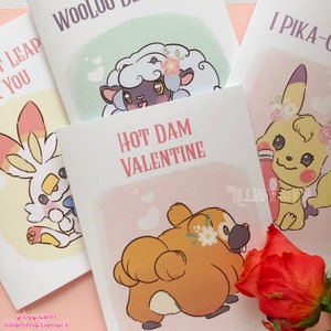Pokemon Valentines Cards- Envelope + Sticker included