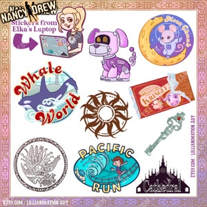 Nancy Drew- 7 Keys Elka's Laptop Stickers - Sticker Sheet- Laptop Gaming Stickers Gift