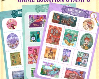 Nancy Drew- Stamp Stickers Sets- Retro Game Inspired- Laptop Gaming Stickers