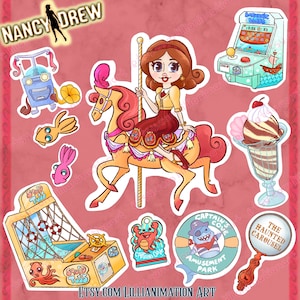 Nancy Drew- The Haunted Carousel - Sticker Sheet - Stylized  Laptop Gaming Stickers