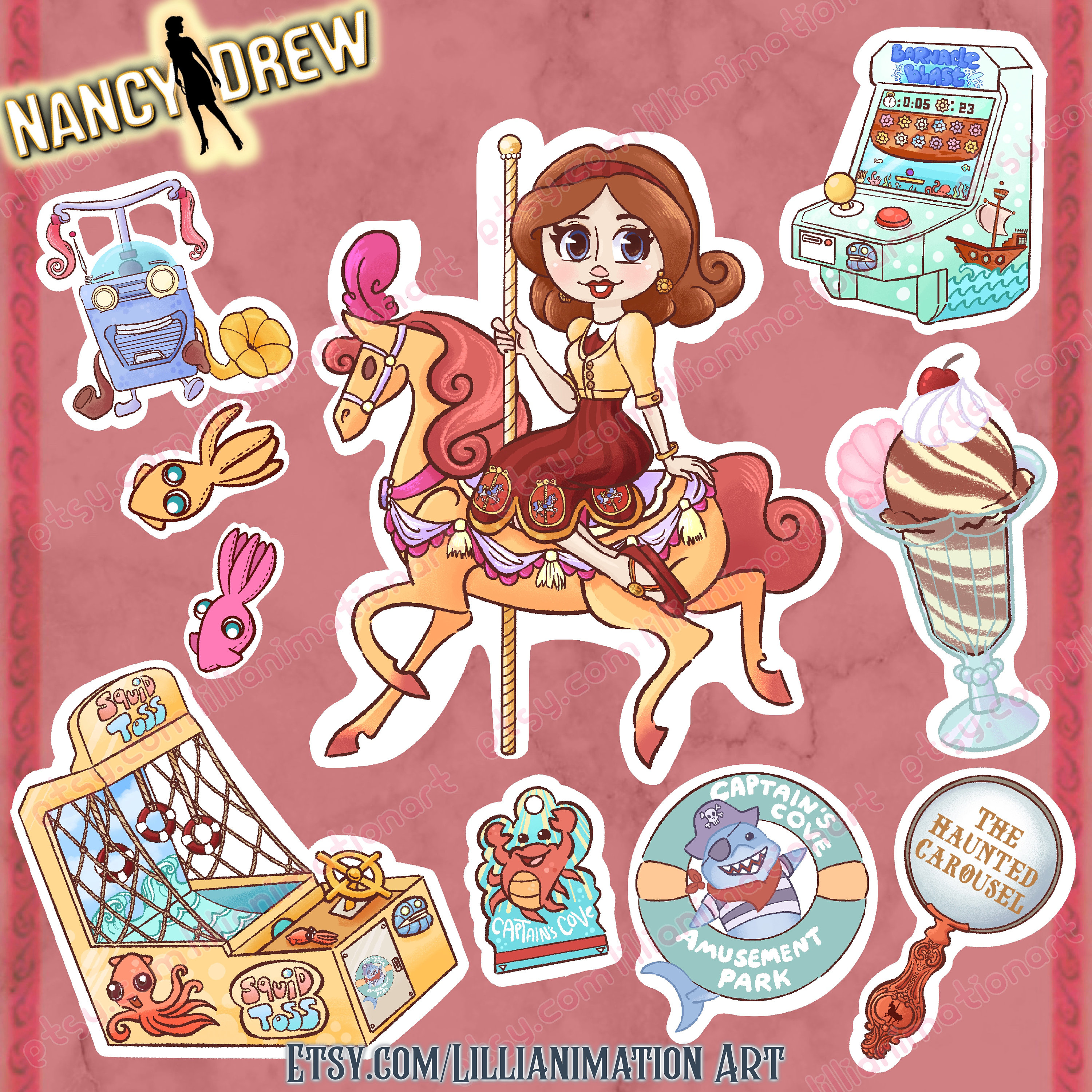 Nancy Drew- the Haunted Carousel - Sticker Sheet - Stylized Laptop