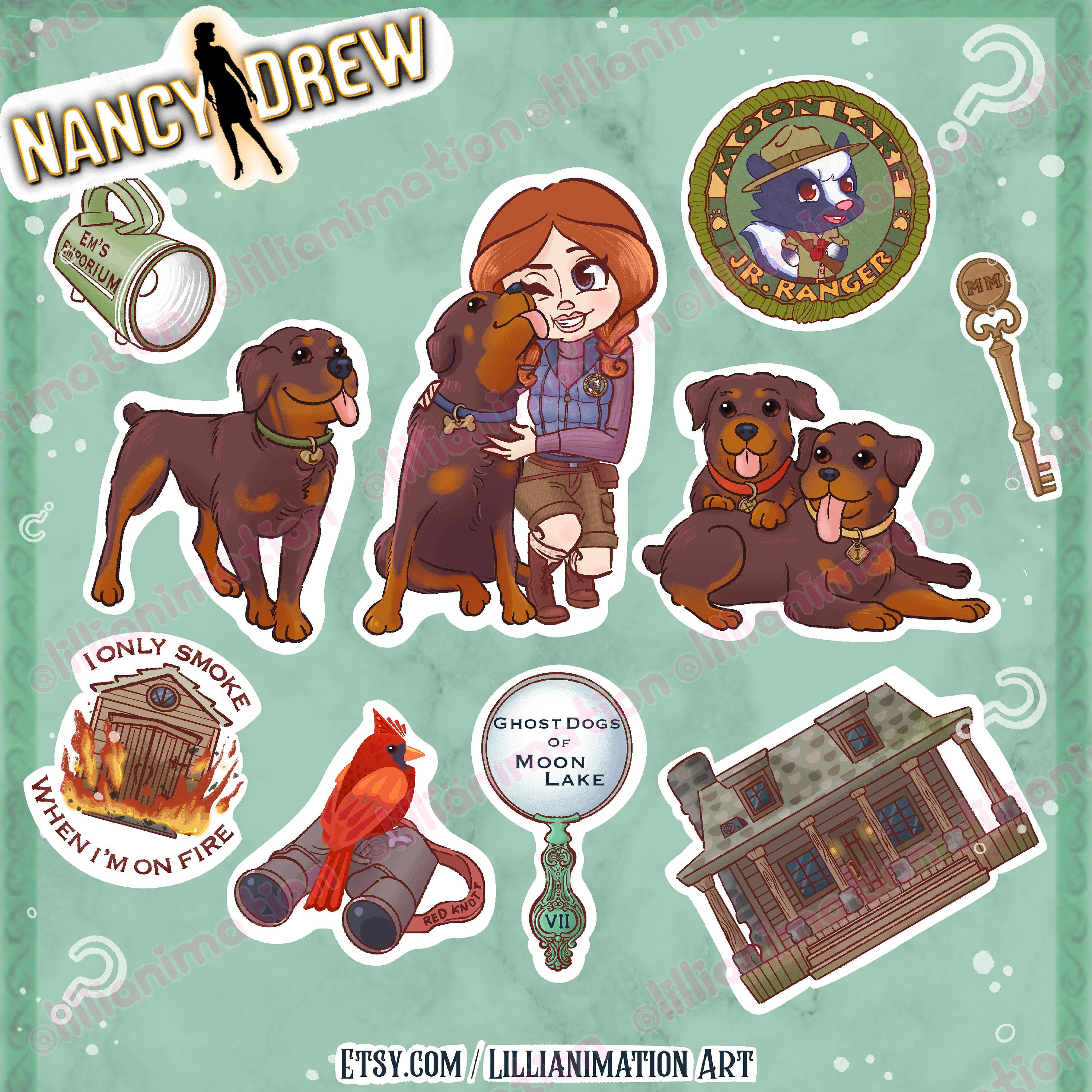 Nancy Drew- Ghost Dogs of Moon Lake- Sticker Sheet - Stylized Laptop ...
