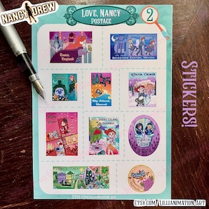 Nancy Drew- Pegatinas de sellos 2- Juego retro inspirado