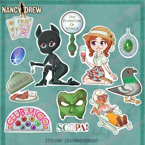 Nancy Drew- Phantom of Venice - Sticker Sheet - Stylized  Laptop Gaming Stickers
