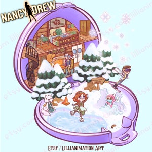 Nancy Pocket- White Wolf of Icicle Creek- Nancy Drew Art Print 5x5 Laptop Gaming Sticker Gift