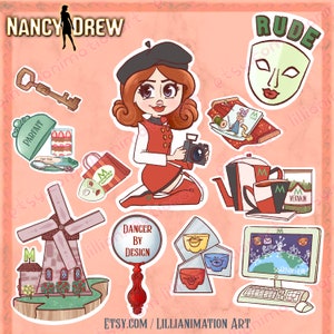 Nancy Drew- Danger By Design- Sticker Sheet - Stylized  Laptop Gaming Stickers