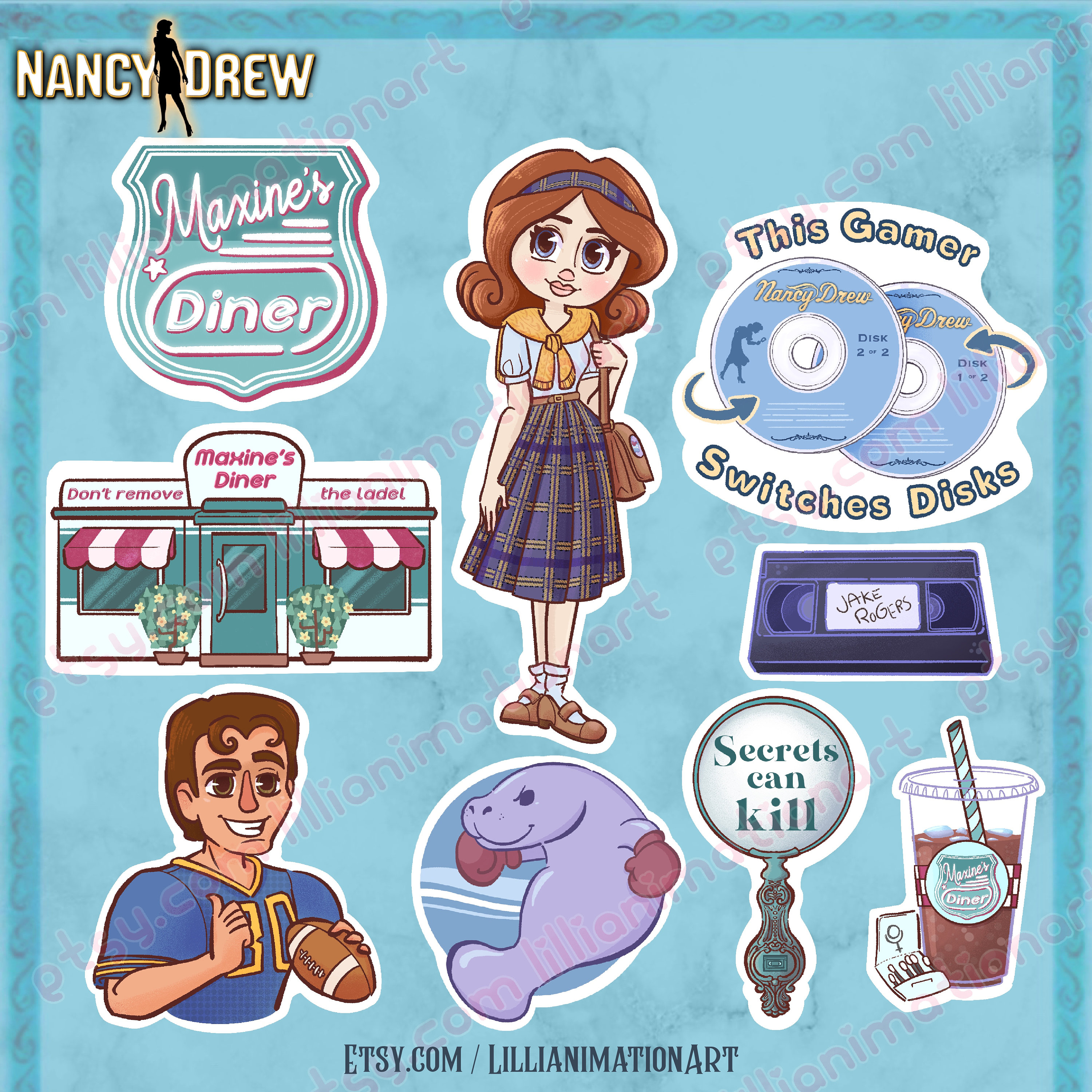 Drew Sticker Nancy Drew- Secrets Can Kill- Sticker Sheet - Stylized Laptop Gaming ...