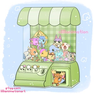ACNH Lazy Claw Machine -5x5 signed print -Animal Crossing New Horizons