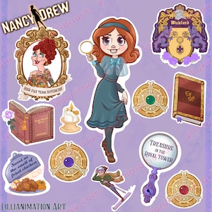 Nancy Drew- Treasure in the Royal Tower- Sticker Sheet - Stylized Laptop Gaming Stickers Gifts -Where in the World is Nancy Drew