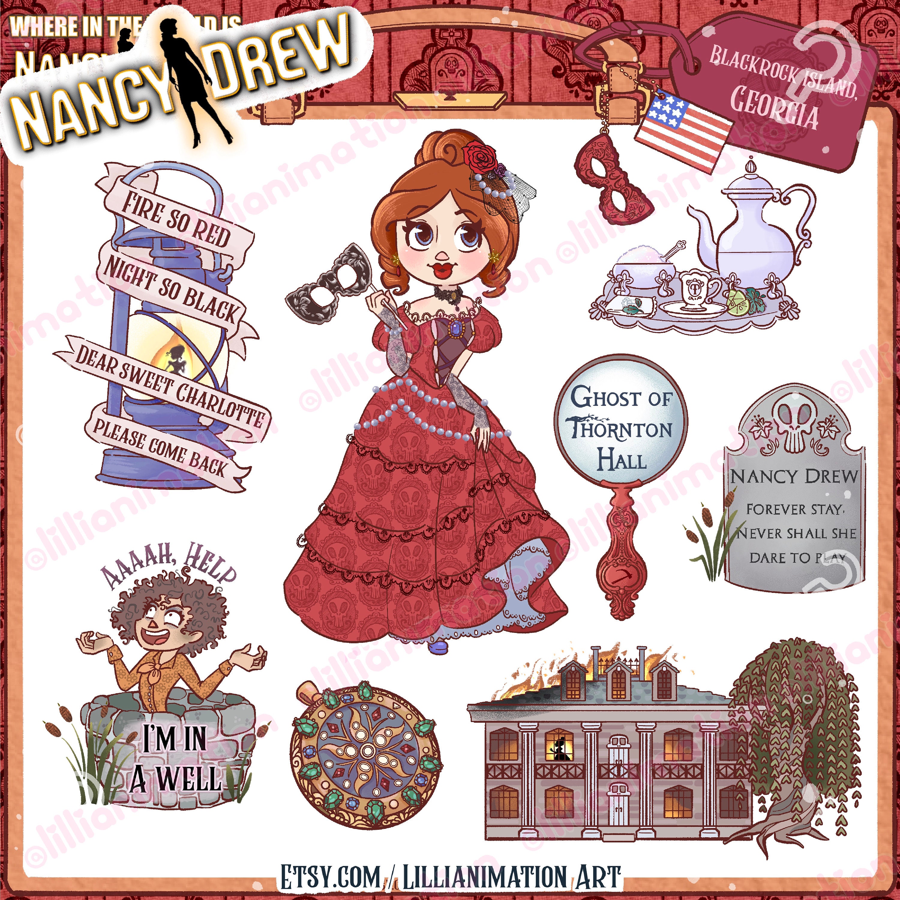 Nancy Drew- Ghost of Thornton Hall- Sticker Sheet - Stylized Laptop ...