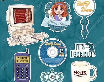 Nancy Drew - Retro Detective - Foglio di adesivi - Adesivi stilizzati per PC, laptop, videogiochi, regalo