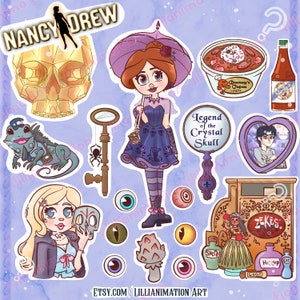 Nancy Drew- Legend of the Crystal Skull - Sticker Sheet - Stylized  Laptop Gaming Stickers