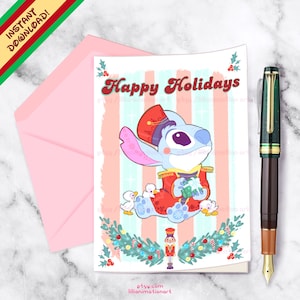 Carte de Noël Stitch - Téléchargement numérique - Lilo and Stitch