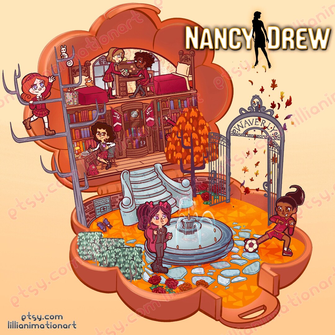 Nancy Pocket Warnings at Waverly Academy Nancy Drew Art Print 5x5