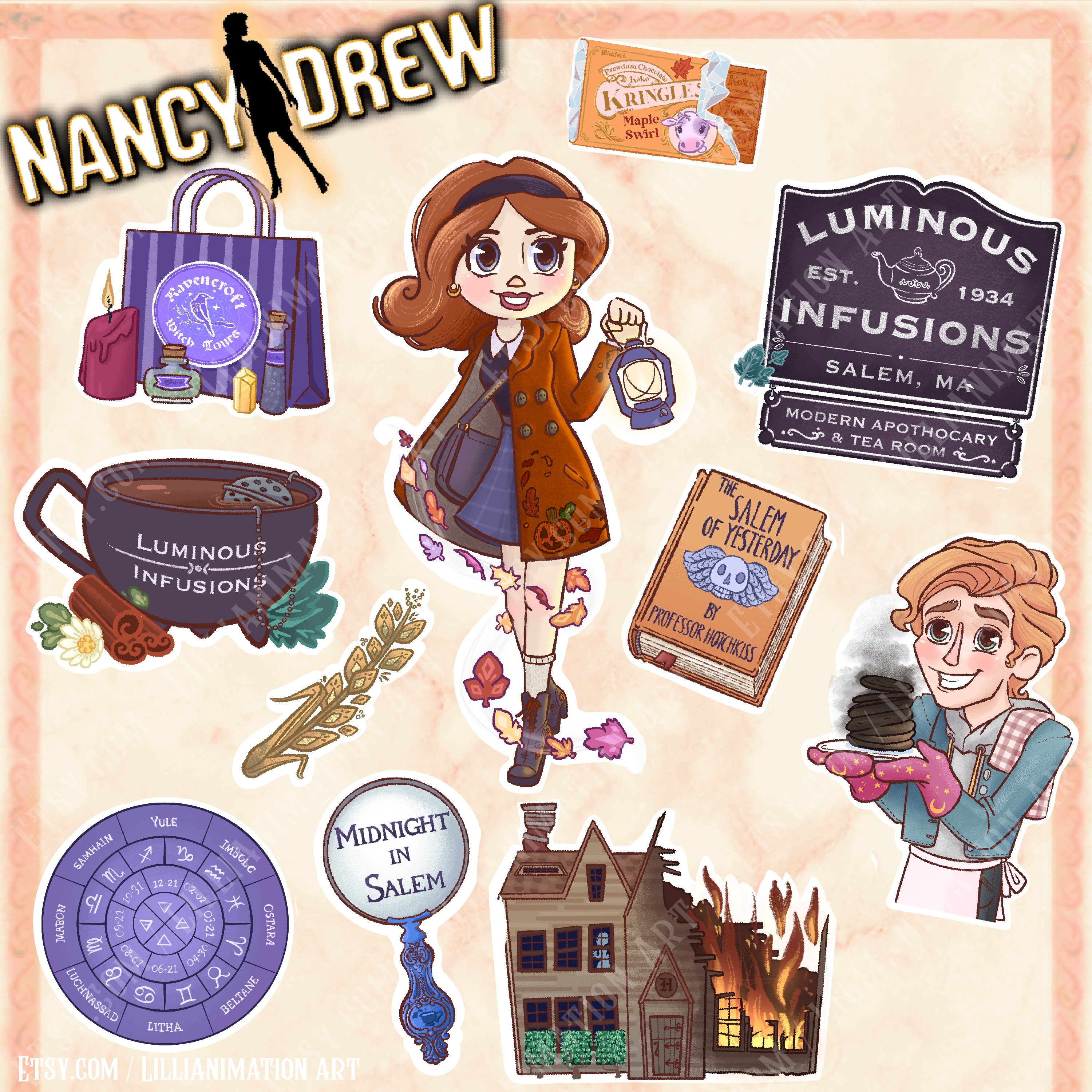 Drew Sticker Nancy Drew- Midnight in Salem - Sticker Sheet - Stylized Laptop Gaming ...