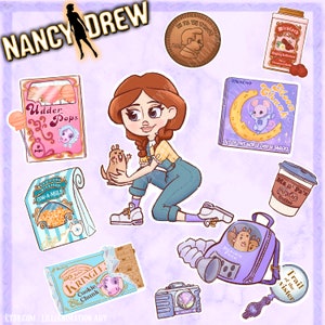 Nancy Drew-  Trail of the Twister - Sticker Sheet - Stylized  Laptop Gaming Stickers
