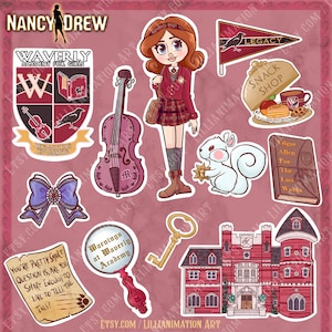Nancy Drew- Warnings At Waverly Academy - Sticker Sheet - Stylized Laptop Gaming Stickers Gift- Where in the World is Nancy Drew