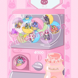 ACNH Cat Gachapon -5x7 signed print -Animal Crossing New Horizons