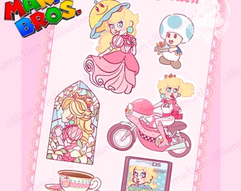 マリオステッカーシート - 私はいつもピーチ姫としてプレイします