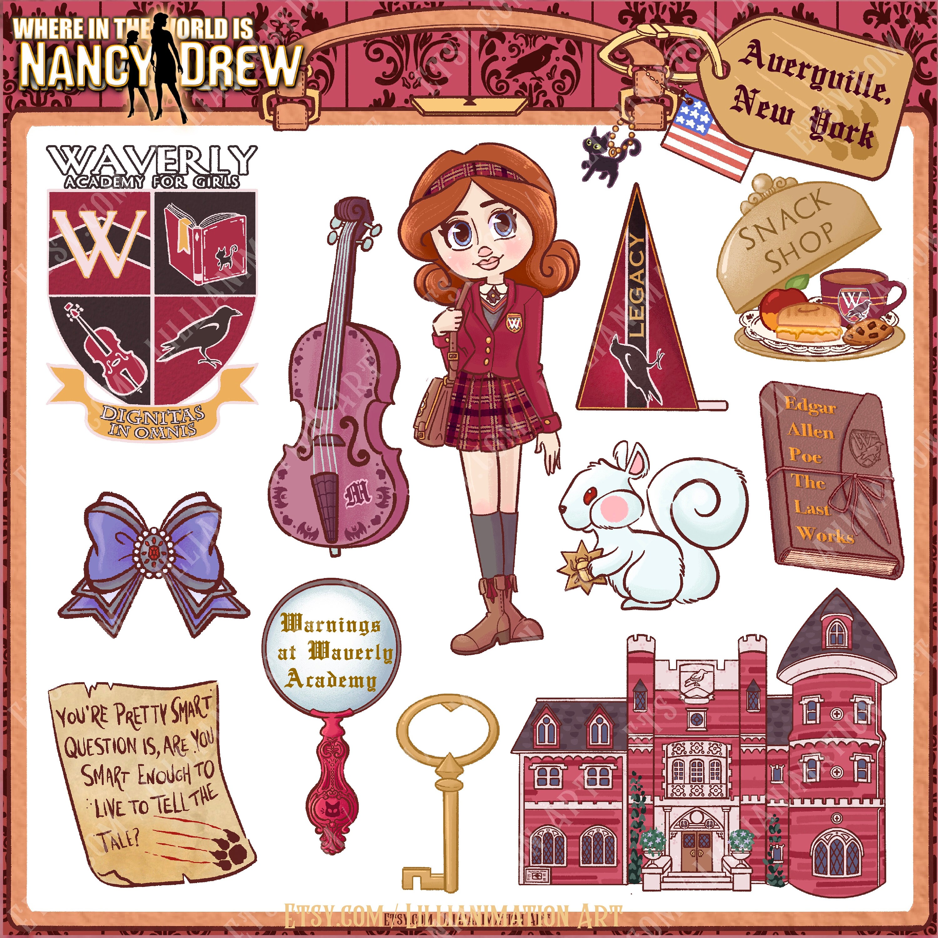 Drew Sticker Nancy Drew- Warnings at Waverly Academy - Sticker Sheet - Stylized ...