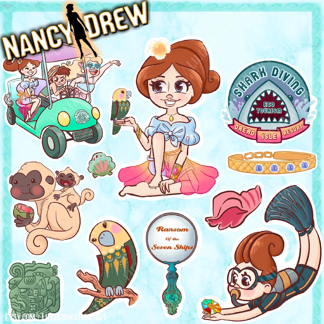 Drew Ransom Nancy Drew- Ransom of the 7 Ships - Sticker Sheet - Stylized Laptop ...