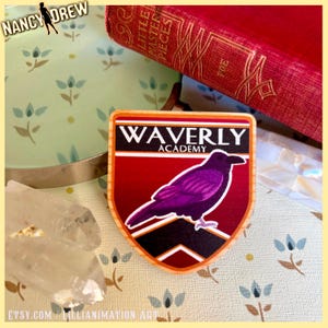 Waverly Academy Pin- Warnings At Waverly Academy- Nancy Drew Inspired Wooden Pin 2&quot;
