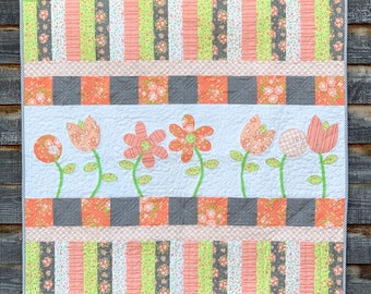 Poppin' Posies PDF Quilt Pattern/baby girl quilt/flower quilt/girl quilt/digital quilt pattern