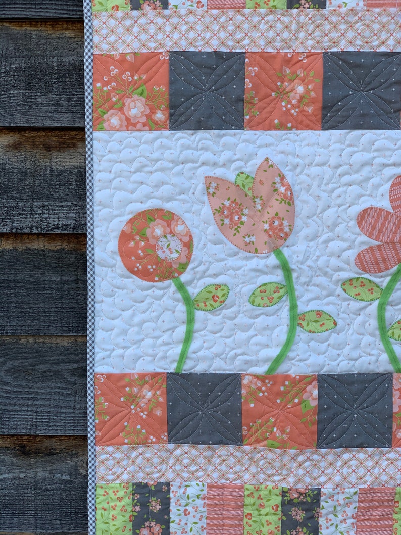 Poppin' Posies PDF Quilt Pattern/baby girl quilt/flower quilt/girl quilt/digital quilt pattern image 3