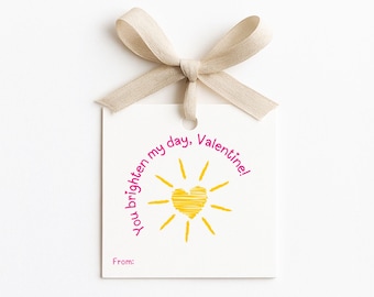 Printable Valentine Gift Tags, Classroom Valentines, Cute Valentine Tags, Instant Download