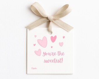 Printable Valentine Gift Tags, Classroom Valentines, Cute Valentine Tags, Instant Download
