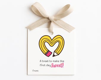 First Day Teacher Gift Tag | Back to School Favor Tag | 2.5 x 2.5 Instant Download | Teacher Appreciation Gift | Printable Gift Tag