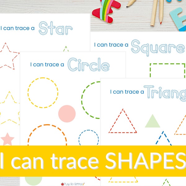 I Can Trace Shapes, Preschool Printables, Learn Shapes for Preschool and Kindergarten, Preschool Worksheets