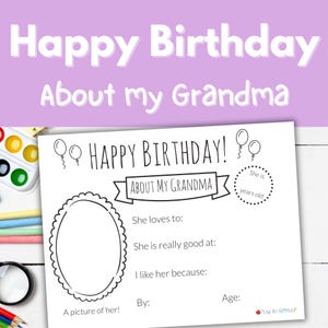 Tout sur grand-mère à imprimer, coloriage d'anniversaire grand-mère, questionnaire cadeau d'anniversaire grand-mère, carte d'anniversaire grand-mère