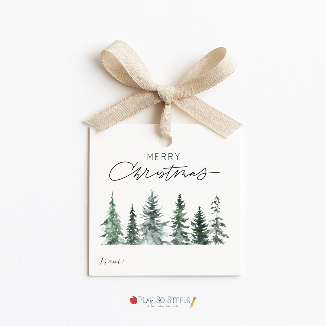 Christmas Gift Tag Printable | Watercolor Tree Tags | Holiday Gift ...