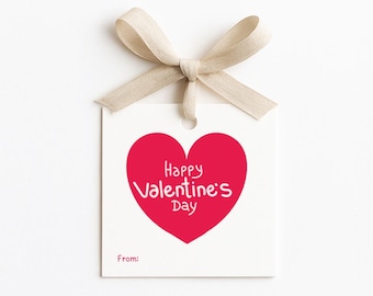 Printable Valentine Gift Tags, Classroom Valentines, Cute Valentine Tags, Instant Download
