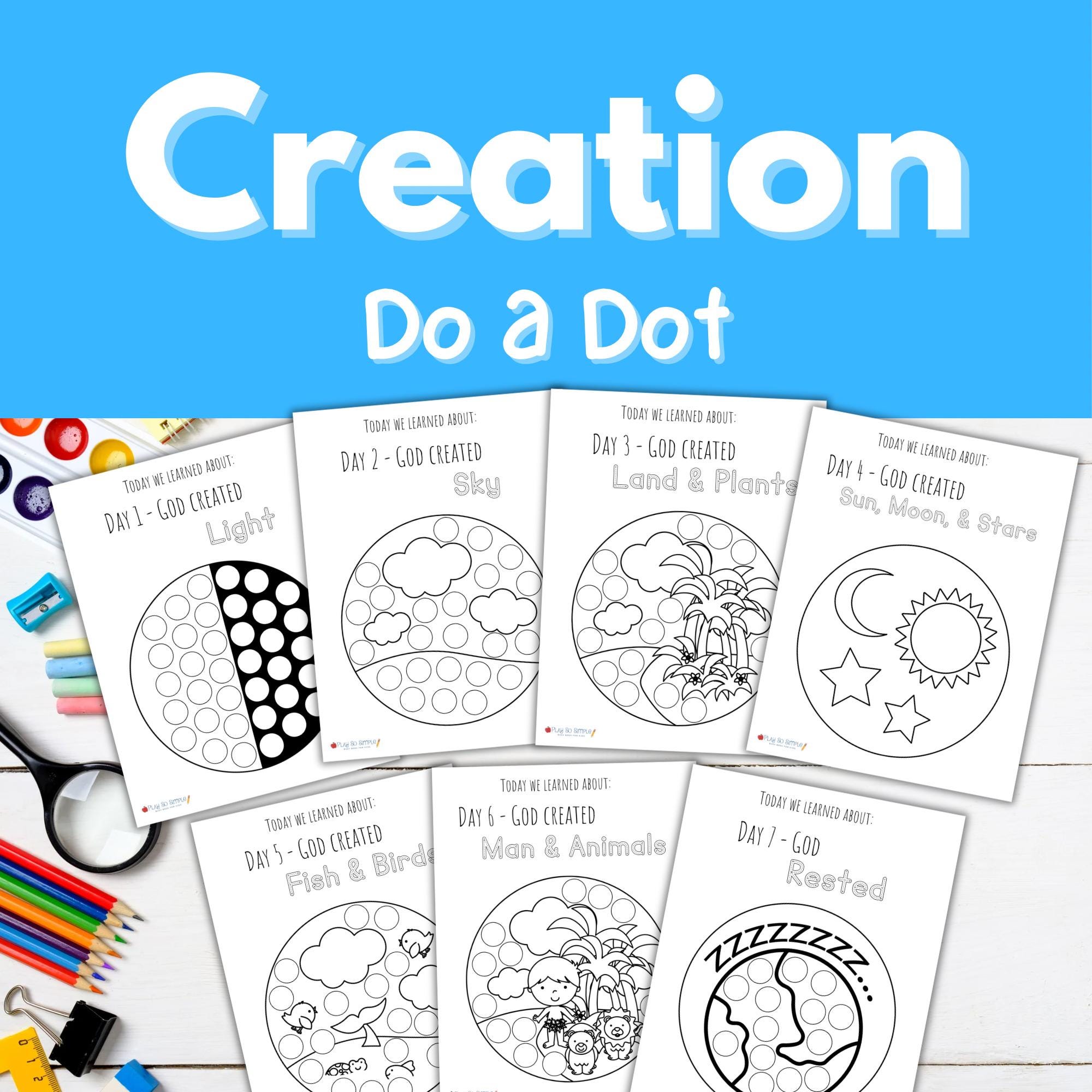 Days of Creation Do a Dot, Sunday School Activities, Bible Preschool ...
