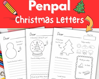 Kids Christmas Pen Pal Letters | Printable Penpal Letter Kit for Kids | Kids Stationary | Early Writing Activity | Kids Christmas Letters