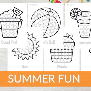 Summer Dot Printables, Summer Dot Marker Printables, Do A Dot for Toddlers and Preschoolers, Dot Sticker Activities