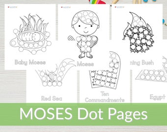 Moses Dot Marker, Sunday School Activities, Moses Bible Story, Moses Dot Marker, The Ten Commandments Toddler and Preschool Dot Marker