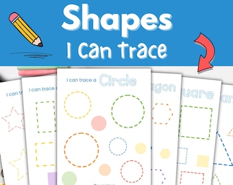 I Can Trace Shapes, Preschool Printables, Learn Shapes for Preschool and Kindergarten, Preschool Worksheets