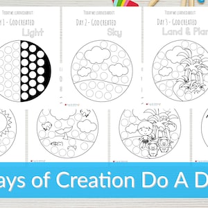 Days of Creation Do a Dot, Sunday School Activities, Bible Preschool Activity, Days of Creation Dot Marker, Creation Preschool