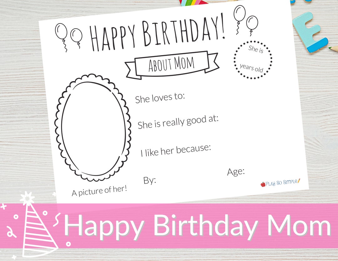 All About Mom Printable, Mom Birthday Coloring, Mom Birthday Gift ...
