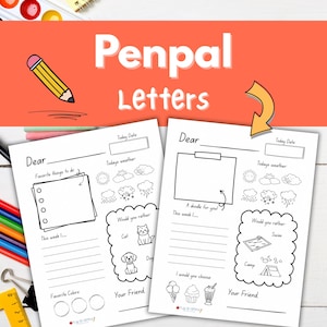 Printable Penpal Letter Kit for Kids| Kids Pen Pal Letters | Kids Stationary | Early Writing Activity | Kids Snail Mail