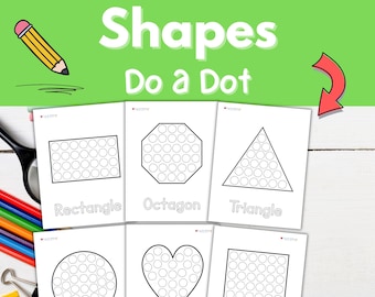 Shapes Dot Printables, Learn Shapes Dot Marker Printables, Do A Dot for Toddlers, Dot Sticker Activities, Preschool Worksheets