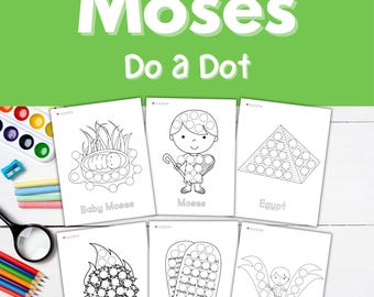 Moses Dot Marker, Sunday School Activities, Moses Bible Story, Moses Dot Marker, The Ten Commandments Toddler and Preschool Dot Marker