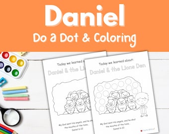 Daniel Bible Dot and Coloring, Sunday School Activities, Bible Preschool Activity, Daniel and the Lions Den Lesson, Preschool Worksheets